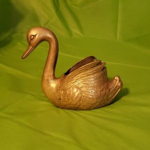 Vintage Brass Swan Planter